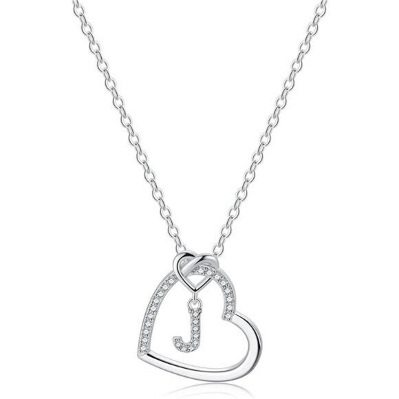 14K Gold Plated  Letter Heart Pendant 18+2 Inch Adjustable Chain Neckalaces - Picture 1 of 7